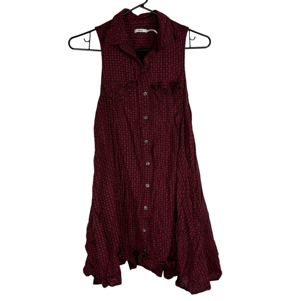 Anthropologie Kimchi Blue XS Burgundy Maroon Sleeveless Tunic Top Shirt Blouse
